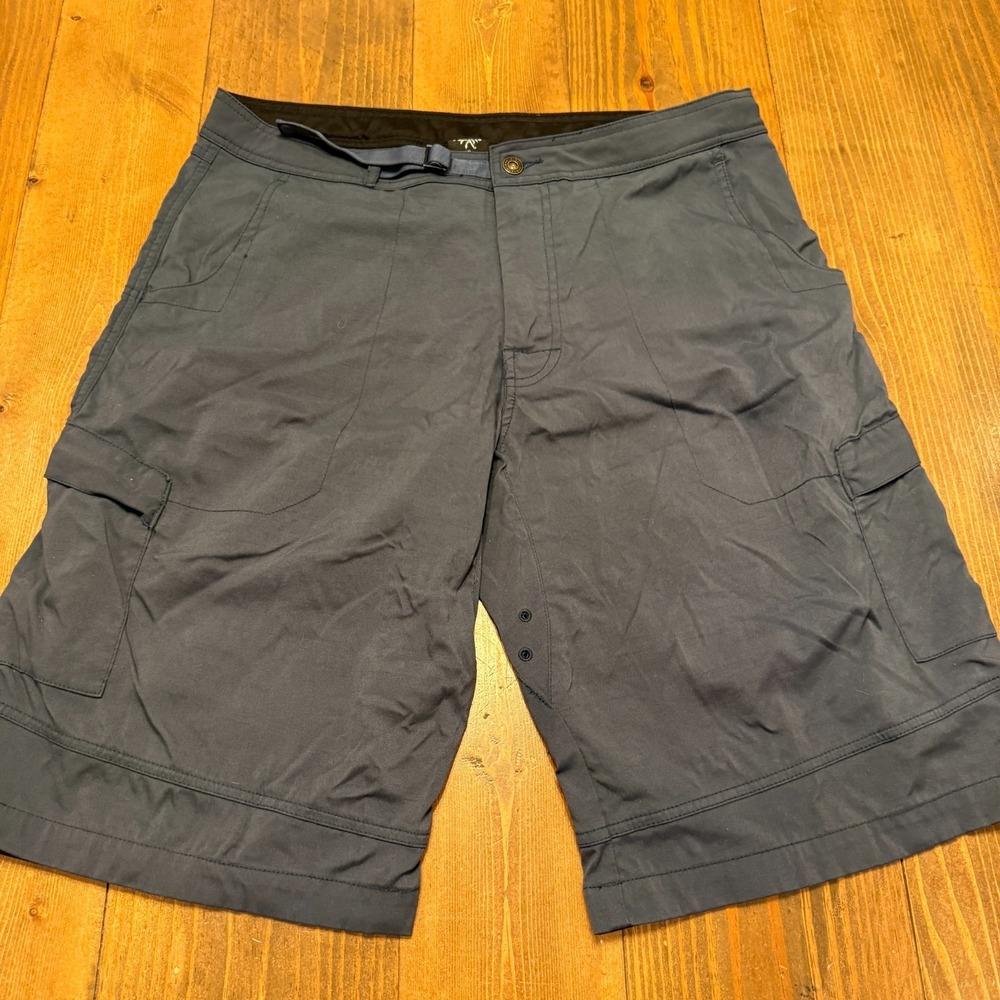 Prana  Zion 12" Cargo Belted Hiking Shorts Mens XL Blue Gray Stretch Nylon